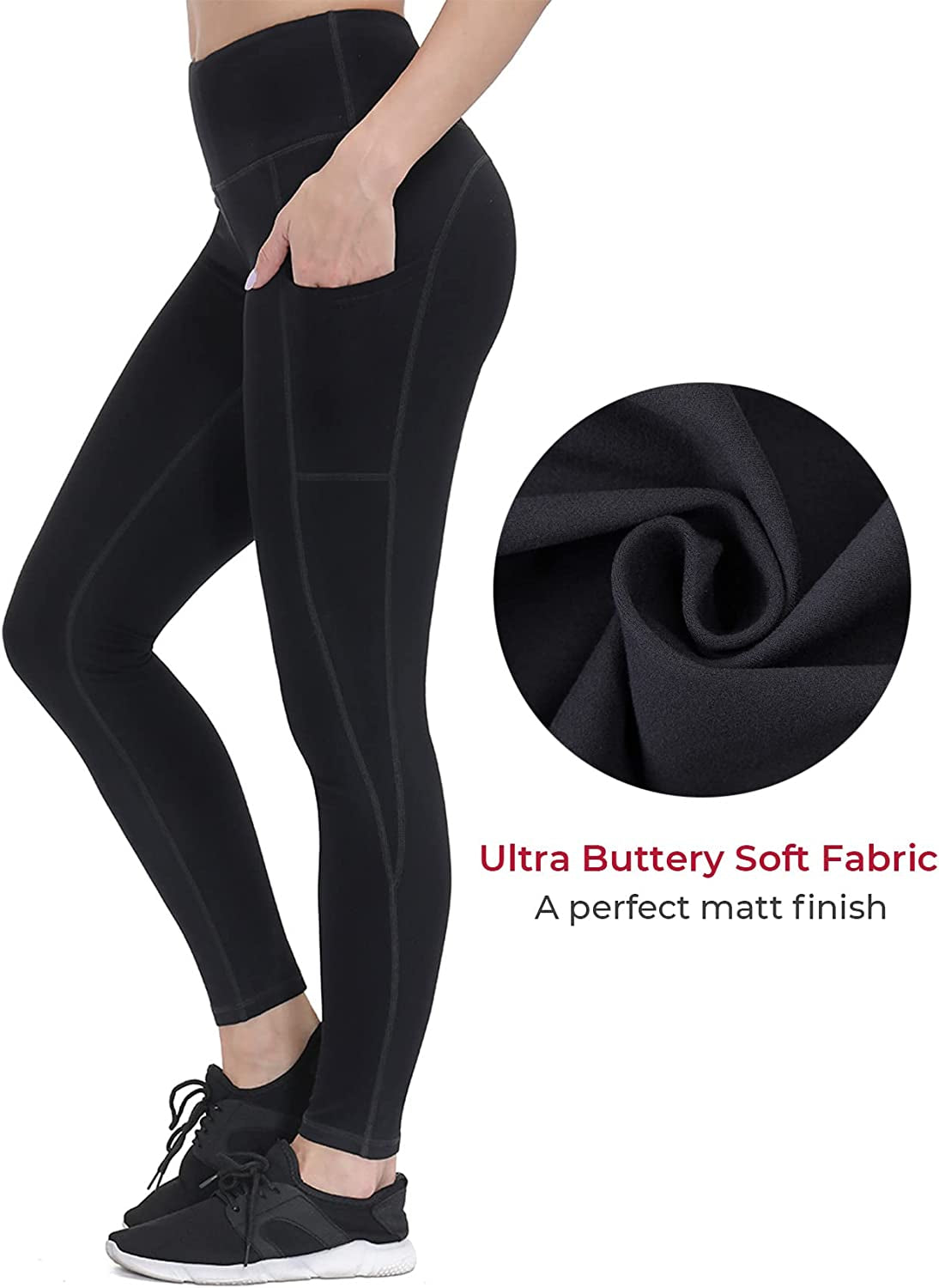 Anti-Nail Leggings for Women, Non-See-Through Yoga Pants with Phone Pockets, Tummy Control Full-Length/Capri Tights